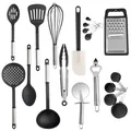 Professional 19-piece kitchen utensil set featuring nylon tools and stainless steel handles - 19-Piece Set / Nineteen-Piece Utensil Set