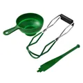 Professional green 3-piece canning tool set with jar lifter, funnel and bubble popper - Three-Piece Set / Green
