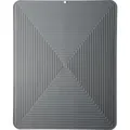 Grey rectangular silicone draining mat with non-slip ribbed pattern for kitchen use - 40.5x50.5cm / Gray