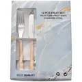 12-piece stainless steel fruit fork and knife set with cream handles in marble box - Solid Color / Solid Color 12-Piece Set