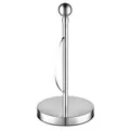 Modern brushed stainless steel paper towel holder featuring round base and ball top finial - Freestanding Suction Model