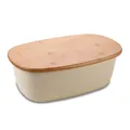 Minimalist large capacity bread box with natural bamboo lid functional as a cutting board - Oval / 6L / Off White