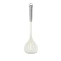White silicone slotted turner with stainless steel handle for non-stick cookware - Slotted Spatula / Translucent