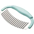 Coupe-frites ondulé semi-circulaire en acier inoxydable avec poignée bleu clair - Bleu sarcelle / Emballage en sac