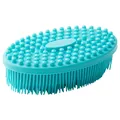 Ergonomic turquoise silicone baby bath brush for gentle scalp massage and skin exfoliating - Blue