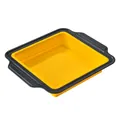 Square silicone baking pan with black frame and yellow interior collapsible design - Square Cake Pan / 1 Piece / Yellow