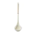 Cream-colored food-grade silicone soup ladle with ribbed handle and pouring spout - Translucent Large Soup Ladle