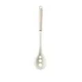 Professional grade silicone pasta server spoon with off-white ergonomic handle for kitchen cooking - Translucent Pasta Server