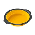 Round collapsible silicone cake mold and baking pan in yellow and black finish for kitchen use - Round Cake Pan / 1 Piece / Yellow