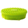 Soft green silicone baby massage and bath brush with dual-sided bristles for sensitive skin - Green