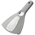 Versatile 2-in-1 kitchen tool featuring a stainless steel grater and bottle opener in grey - Gray