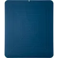 Large navy blue silicone dish drying mat with rectangular ridges for kitchen counter - Dark Blue