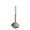 Professional silicone soup ladle with stainless steel handle in elegant light grey finish - Soup Ladle