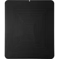 Large black silicone dish drying mat with non-slip grooved texture for kitchen. - Black
