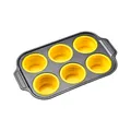 Professional 6-hole non-stick muffin baking pan with removable yellow silicone cups - 6-Cup Muffin Pan / Yellow