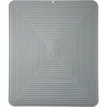Large gray silicone drying mat with non-slip ridges for kitchen counter insulation - Gray