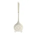Cream-colored food-grade silicone slotted spoon with non-slip handle and ear design - White Large Skimmer Spoon