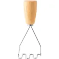Langlebiger Kartoffelstampfer aus Edelstahl mit einem runden Griff aus Naturholz - Wave Shape Potato Masher
