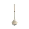 Creamy white food-grade silicone handle soup ladle with integrated oil filter spout - White Large Soup Ladle