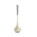 Louche en silicone avec manche en acier inoxydable et bec verseur, blanc crème - Louche à soupe / Blanc