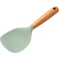 Light green heat-resistant non-stick silicone rice scoop with natural wooden handle - Lake Green