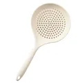 Cream-white heat-resistant silicone skimmer spoon for noodles and kitchen dumplings - White