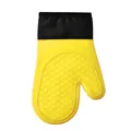 Heat resistant yellow silicone oven mitt with black fabric cuff and non-slip grip - Insulated Oven Mitt / Single Piece / Yellow
