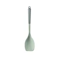 Light green food-grade silicone cooking spoon with grey textured handle - Green Spoon Spatula