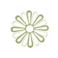 Two-toned green and cream silicone floral heat insulation mat for dining tables - Petal Shape Mat / Green and White