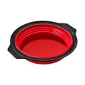 Round red silicone cake mold with black handles for oven baking, SKU variant view. - Round Cake Pan / 1 Piece / Red