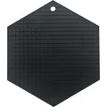 Black hexagonal silicone heat insulation mat with non-slip honeycomb grid pattern - Black