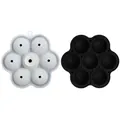 7-hole silicone basketball ice ball mold for whiskey in black and translucent white - Black