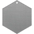 Grey hexagonal silicone heat-insulation mat with grid pattern and hanging hole for kitchen - Gray