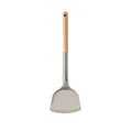 Grey silicone spatula with oak wood handle and stainless steel neck for non-stick pans - Chinese Spatula / Khaki