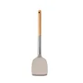 Beige silicone spatula with oak wood handle for non-stick pans - Small Solid Turner / Khaki