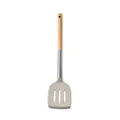 Durable silicone slotted spatula with natural oak wood handle and stainless steel neck - Slotted Spatula / Khaki