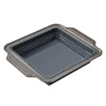 Square carbon steel baking pan with flexible silicone base for easy release cakes - Square / Gray