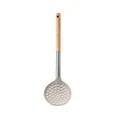 Oak handle silicone slotted spoon skimmer for non-stick cooking kitchen utensils - Skimmer / Khaki