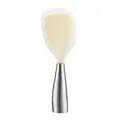 Self-standing silicone rice paddle with stainless steel handle, non-stick cream rice scoop. - 304 Stainless Steel Handle / Clear White