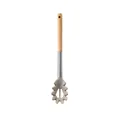 Silicone pasta server with ergonomic oak wood handle and stainless steel neck. - Pasta Server / Khaki