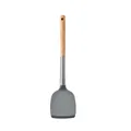 Grey non-stick silicone spatula with durable oak wood handle for modern kitchen cooking. - Small Solid Turner / Dark Gray