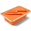 Vibrant orange foldable kitchen drain basket and cutting board set for outdoor camping - Three-Piece Set / Orange