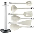 Professional 7-piece cream silicone kitchen utensil set with elegant storage stand - 7-Piece Set (With Stand)