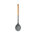 Silicone soup ladle with ergonomic oak wood handle and grey non-stick head - Solid Spoon / Dark Gray