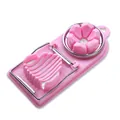 Japanese style pink plastic egg slicer with 2-in-1 petal and slice cutting modes - Petal and Slicing Style (Pink) / Pink
