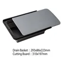 Portable grey and black folding drain basket with integrated slide-out cutting board - Single Piece (Gray)