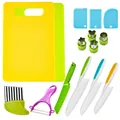 Kids safe kitchen tool set with plastic knives cutting boards and cookie cutters - 15-Piece Set Kraft Box