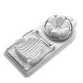 2-in-1 white plastic egg slicer with stainless steel wires for perfect slices and wedges - Petal and Slicing Style (White) / White
