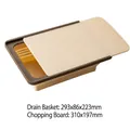 Multi-functional 2-in-1 folding drain basket and cutting board set for kitchen and outdoor - Single Piece (Khaki)