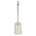 Heat-resistant white silicone slotted spatula with stylish chrome-finished handle - Slotted Spatula